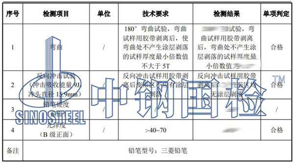 彩鋼瓦檢測項目結果
