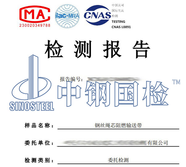 阻燃輸送帶檢測報告