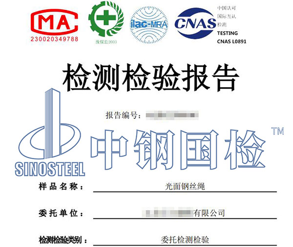 鋼絲繩檢驗(yàn)報(bào)告